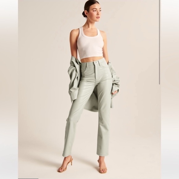Abercrombie & Fitch Pants - Abercrombie & Fitch The 90s Straight Ultra High Rise Vegan Leather Pants